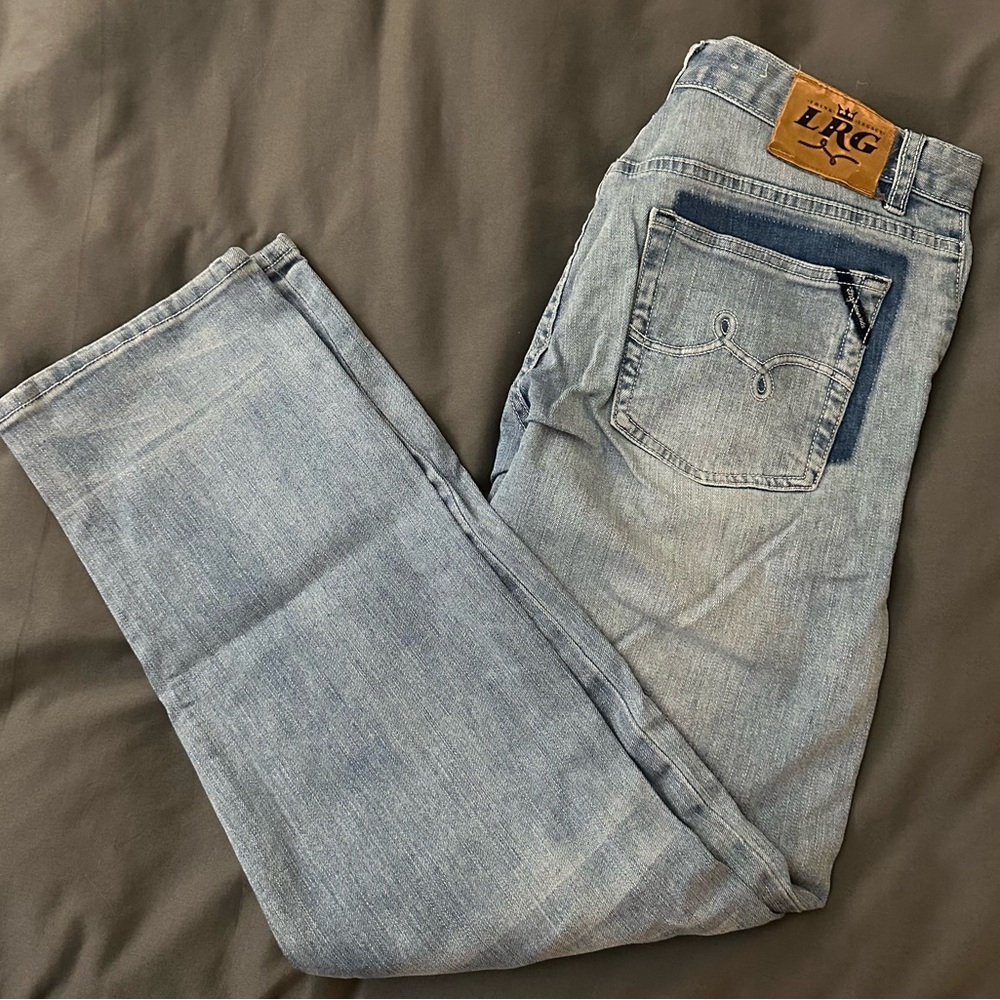 LRG Men's Straight-Leg Light Blue Jeans